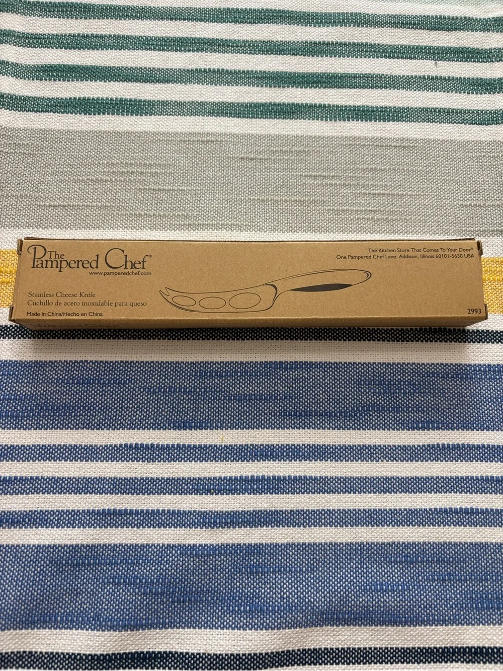 The Pampered Chef Stainless Cheese Knife with Brown Kraft Box